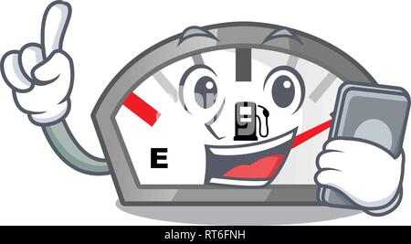 With phone gasoline indicator in the character shape Stock Vector