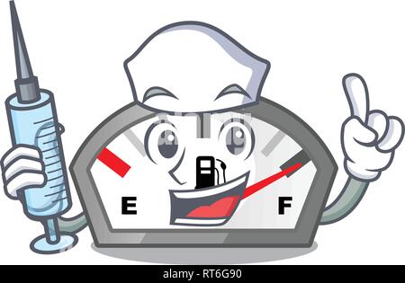 Nurse gasoline indicator isolated with in cartoon Stock Vector