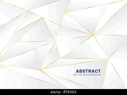 Abstract polygonal pattern luxury on white and gray header background with golden lines. Vector illustration Stock Vector