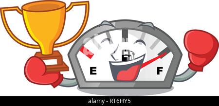 Boxing winner gasoline indicator in the a mascot Stock Vector