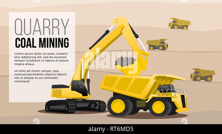 super heavy duty machine concept big haul truck for coal mining with shadow illustratiuon best for web and presentation Stock Photo