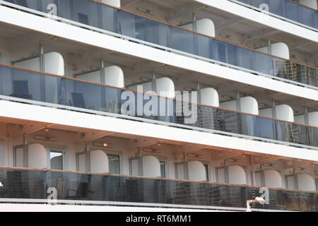 Cunard Line Queen Victoria cruise ship moored at the Overseas Passenger Terminal in Sydney, Australia. Stock Photo