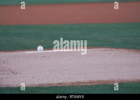 Home plate from pitcher's mound Stock Photo - Alamy