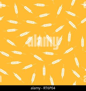 Yellow Wheat Seamless Pattern. Natural Cereal Spikes Stock Vector