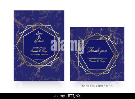 Invitation card template of gold geometric design Stock Vector