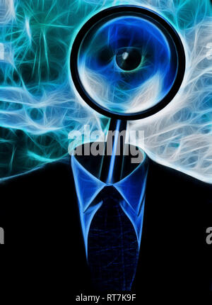 Metaphor. Magnify Glass in Suit Stock Photo