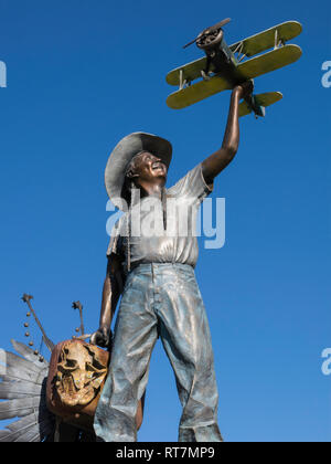 'Siouxper Boy' Sculpture at the Rapid City Regional Airport, Black Hills, South Dakota, USA Stock Photo