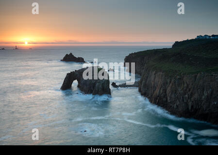 Sunrise over the Land's end, Cornwall. England Stock Photo