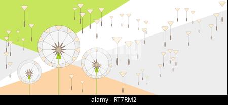 Abstract dandelion with flying seeds. Vector Stock Vector