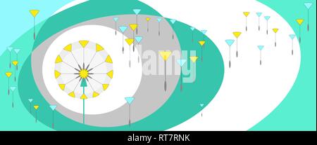 Abstract dandelion with flying seeds. Vector Stock Vector