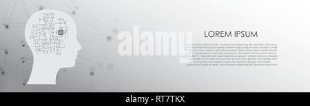AI Artificial intelligence Concept With Digital Network Banner Background Vector Stock Vector