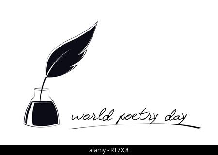 world poetry day sketch of pen and ink vector illustration EPS10 Stock Vector