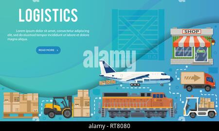 Freight Transport and Logistics Banner Infographics Stock Vector