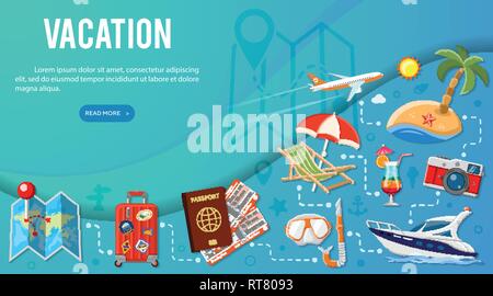 Vacation and Tourism Banner Infographics Stock Vector