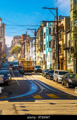 San Francisco Cable Car in Downtown Stock Photo