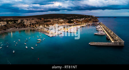 Mallorca, El Toro, Port Adriano at blue hour, aerial view Stock Photo