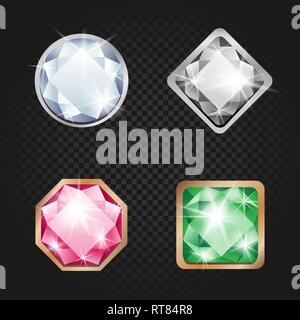 diamonds and jewels dark background Stock Vector