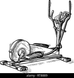 sketch hand drawn gym equipment machine elliptical vector illustration Stock Vector