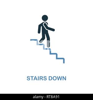 Stairs Down icon. Monochrome style design from shopping center sign icon collection. UI. Pixel perfect simple pictogram stairs down icon. Web design Stock Vector