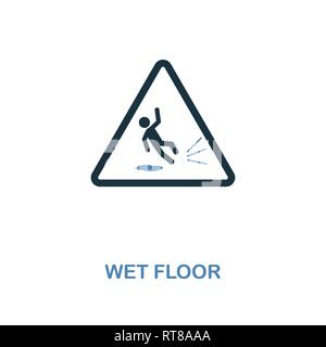 Wet Floor icon. Monochrome style design from shopping center sign icon collection. UI. Pixel perfect simple pictogram wet floor icon. Web design, apps Stock Vector