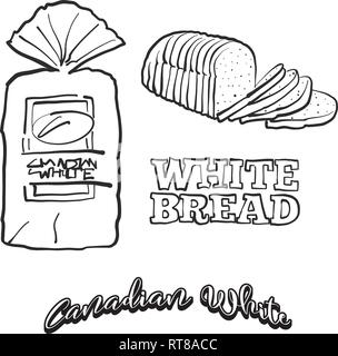 Hand drawn sketch of Canadian White bread. Vector drawing of White food, usually known in Canada. Bread illustration series. Stock Vector