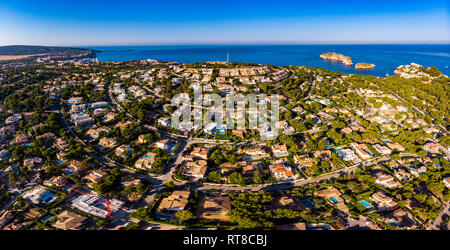Spain, Baleares, Mallorca, Calvia region, Aerial view of Santa Ponca Stock Photo