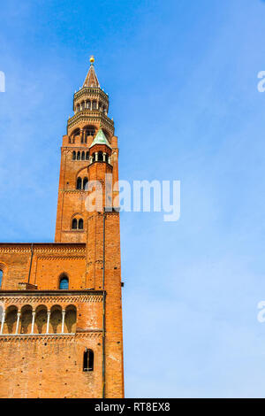 View on the famous Torrazzo bell tower in Cremona, Italy on a sunny day. Stock Photo