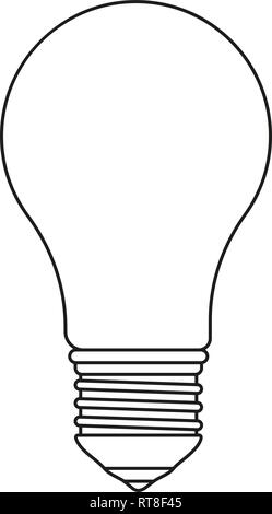 Line art black and white light bulb Stock Vector