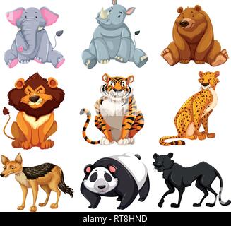 Set of cartoon animals illustration Stock Vector