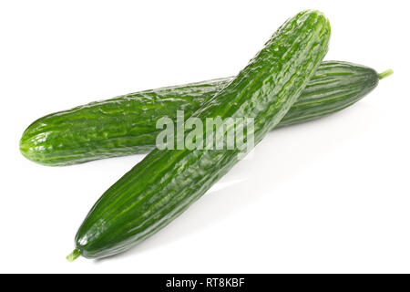 Two Cucumbers on white Background Stock Photo