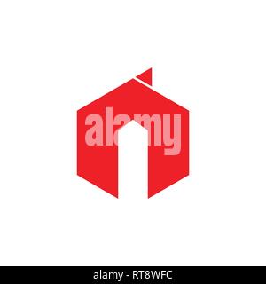 letter n hexagonal arrow geometric logo Stock Vector