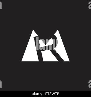 letters mr simple negative space triangle geometric logo Stock Vector