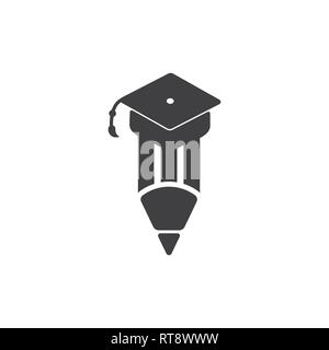 pencil graduation hat education logo Stock Vector