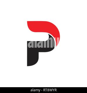 letter p simple curves 3d logo vector Stock Vector