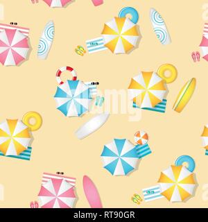 seamless pattern summer holiday on the beach vector illustration EPS10 Stock Vector