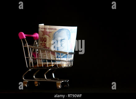 Euro, Dolar and Turkish Moneys and coins Stock Photo