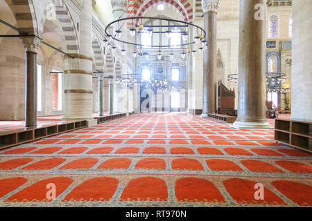 ISTANBUL, TURKEY - MAY 22, 2016: An interior view of Suleymaniye Mosque (Suleymaniye Camisi), Istanbul, Turkey Stock Photo