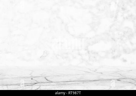 Empty marble table top on marble wall real marble surface texture white gray , white marble surface counter background for display montage product Stock Photo