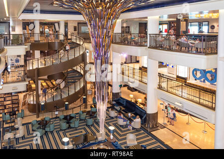 The Atrium onboard P&O Britannia cruise ship, Bonaire, ABC Islands ...