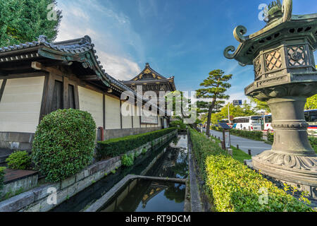 Kyoto, Japan - August 21, 2017 : Bronze lantern (tourou) outside Shinshu Otani-ha or Higashi Hongan-ji. Located in Kyoto, Japan Stock Photo