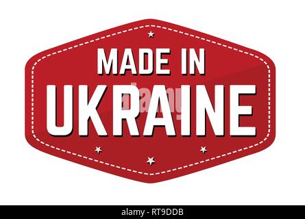 Made in Ukraine label or sticker on white background, vector illustration Stock Vector