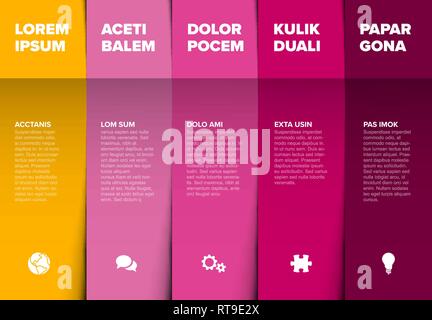 Vector multipurpose Infographic template made from five color content blocks Stock Vector