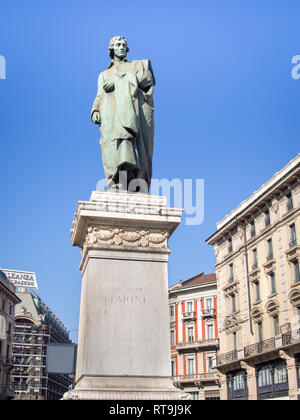 MILAN, ITALY-FEBRUARY 15, 2019: Monument to Giuseppe Parini in the Piazza Cordusio by Luca Beltrami Stock Photo
