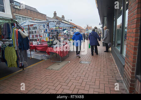 Busy High Street on Market Day in the market town of Driffield in the East Riding of Yorkshire. England, UK, GB. Stock Photo