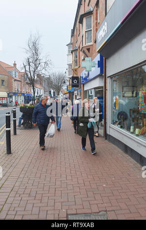 Busy High Street on Market Day in the market town of Driffield in the East Riding of Yorkshire. England, UK, GB. Stock Photo