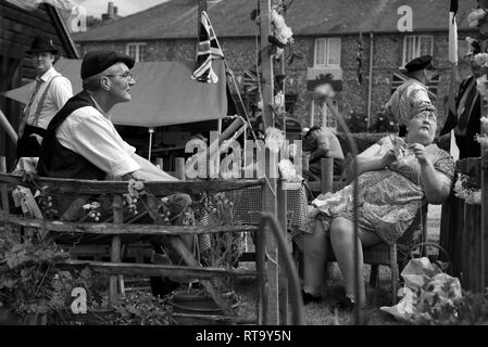 Southwick Village World War II D-Day revival 2018. Village garden scene. Stock Photo