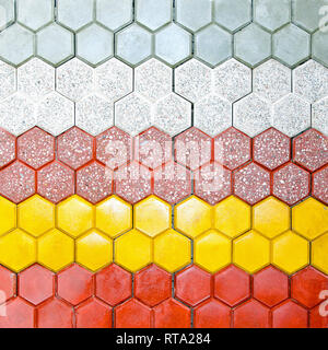 Hexagonal shape floor bricks made from concrete Stock Photo