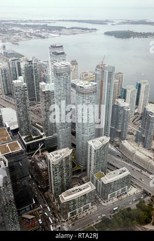 Toronto residential neighborhood on an overcast day, photography taken from CN Tower Stock Photo