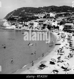 gulf of  Biodola, beach of scaglieri, elba island, tuscany, italy 1964 Stock Photo