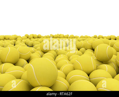 Pile of tennis balls with place for Your text isolated on white background. 3D illustration Stock Photo